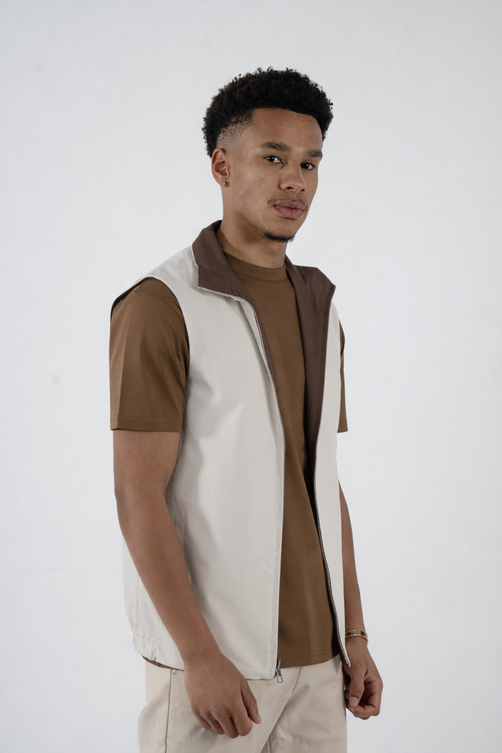 Reversible Vest - Brown/Beige