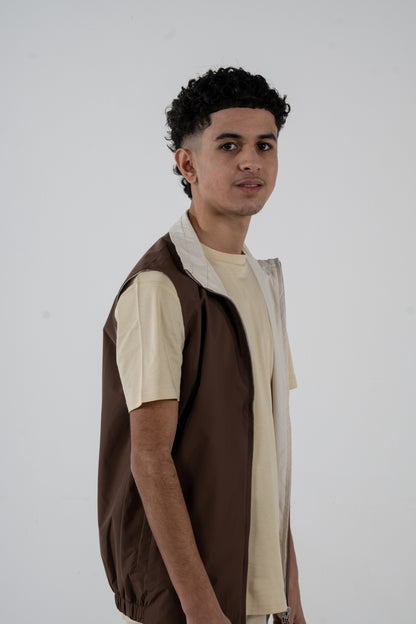 Reversible Vest - Brown/Beige