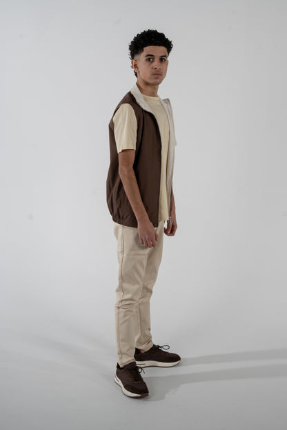 Reversible Vest - Brown/Beige