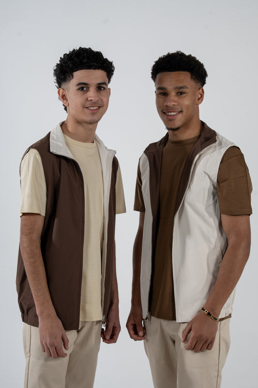 Reversible Vest - Brown/Beige